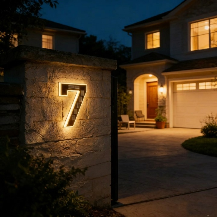 Verlicht Huisnummerbord op Zonne-energie met Automatische LED-Verlichting bij Schemering | Sansoti