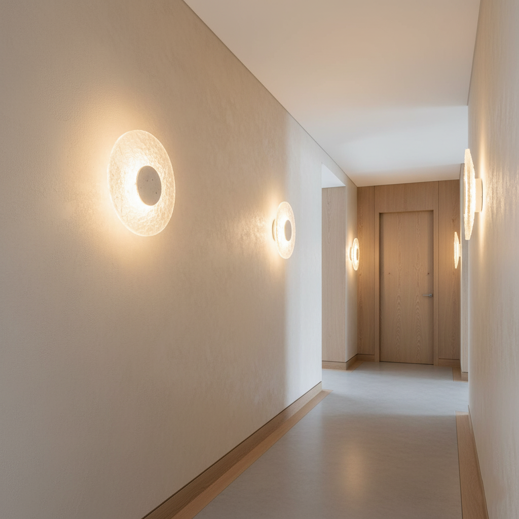 Wandlamp Travertijn Acryl Rond LED Minimalistisch Japandi Ø30 Slaapkamer Hal | Sansoti