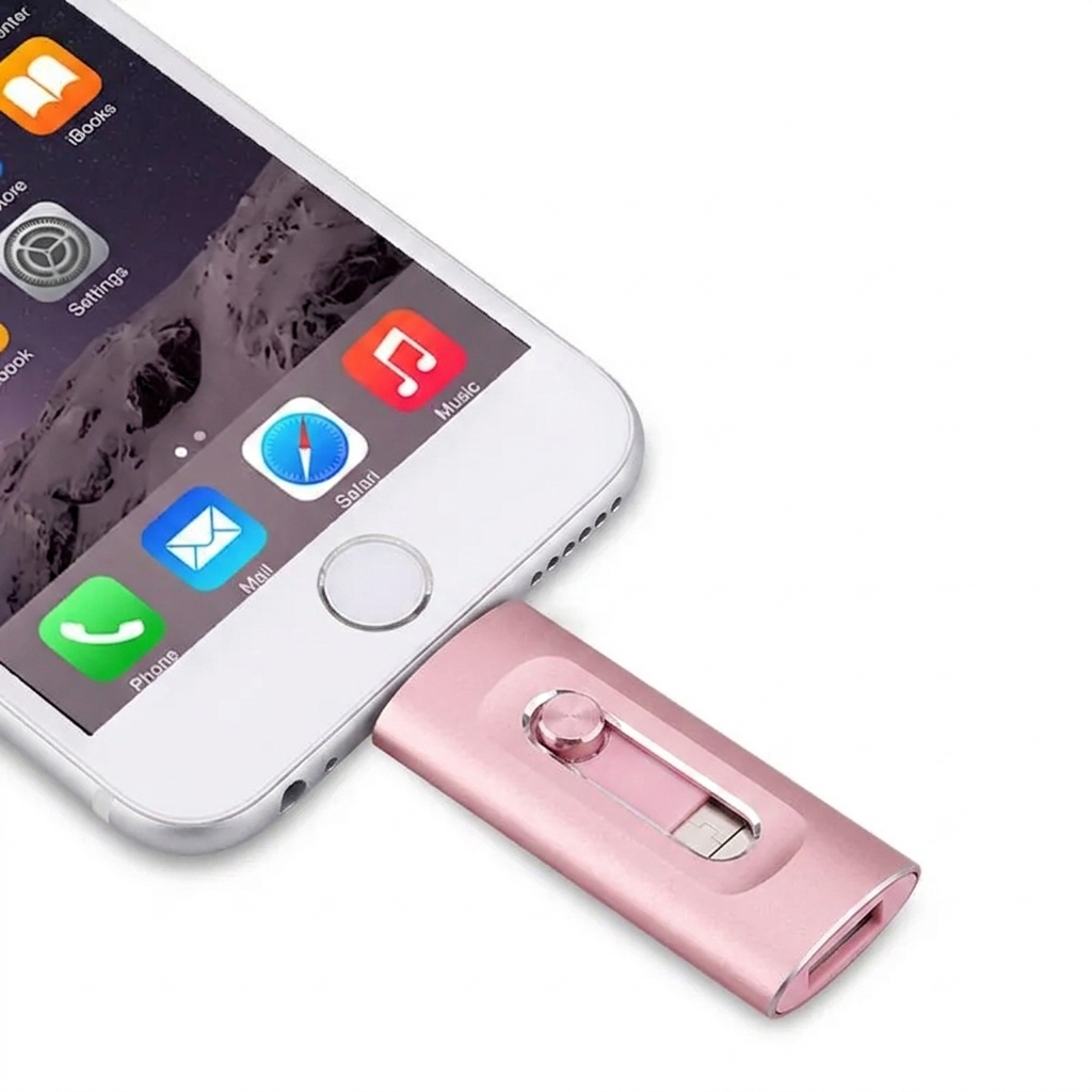 3-in-1 USB Stick Metaal 6.6x2cm Lightning USB-C USB 3.0 iPhone Android Mac PC 256GB 2TB Foto Video Opslag Sleutelhanger | Sansoti