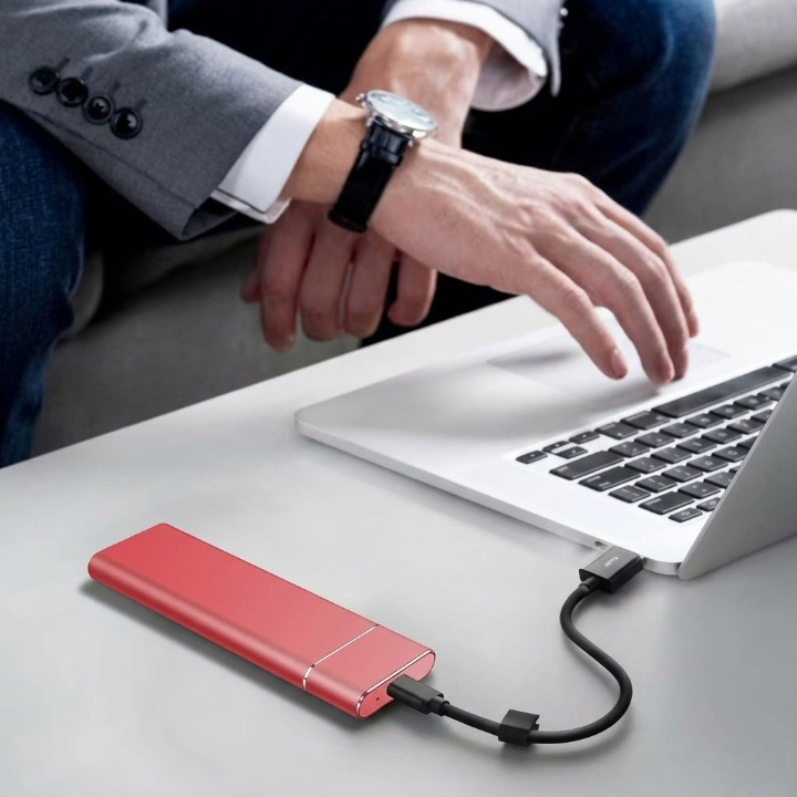Externe SSD 8TB USB 3.1 Type-C Aluminium Plug Play PC Mac Smart TV Draagbare Harde Schijf Opslag Backup Zilver Zwart Blauw Rood | Sansoti