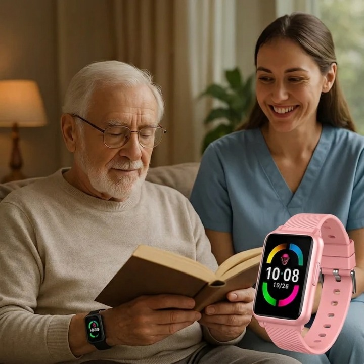 Smartwatch Senioren met Valdetectie SOS GPS 4G IP67 Waterdicht Medicijnherinnering Veiligheidszone Alarmering Hartslagmeting Bewegingstracking Ouderenhorloge Hulp | Sansoti