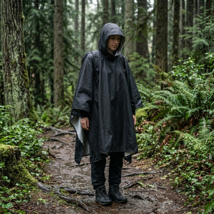 Waterdichte Regenponcho met Capuchon – 3-in-1 Outdoor Bescherming voor Wandelen Kamperen Tuin | Sansoti