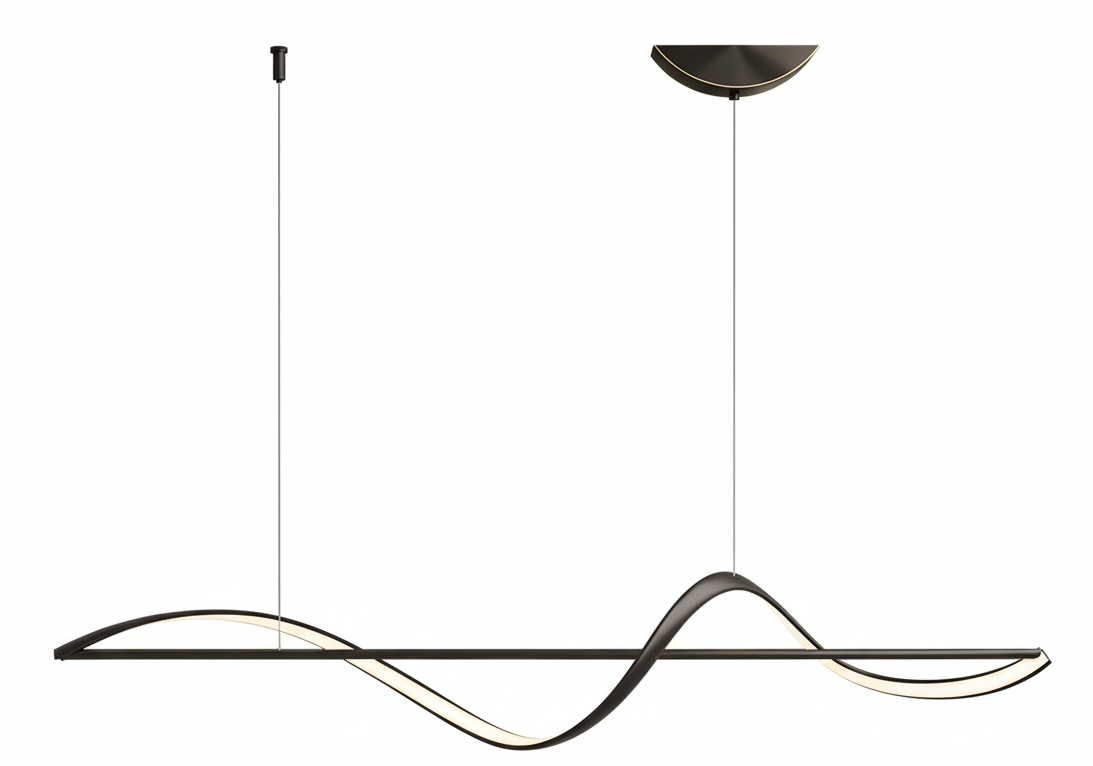 Spiralny żyrandol LED z aluminium 120 cm, ściemnialny, ciepła biel, zimna biel, nowoczesny design, lampa wisząca | Sansoti