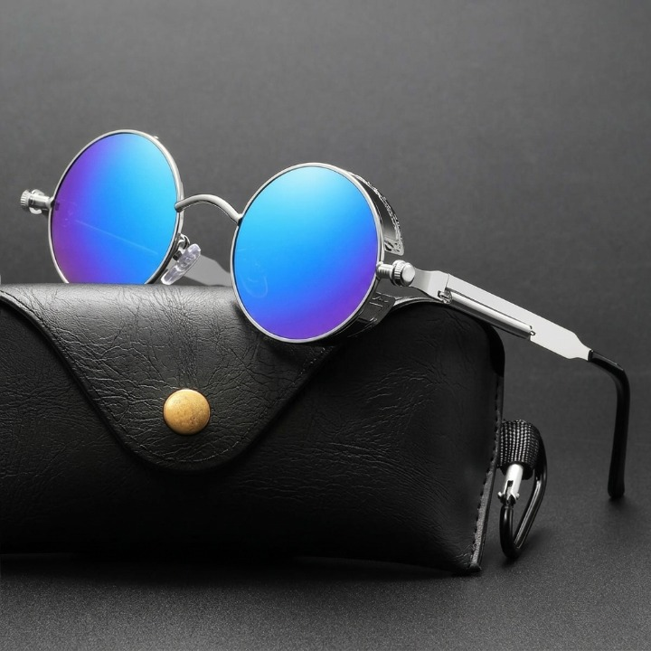 Retro Zonnebril Rond Metalen Montuur UV400 Polariserend Steampunk Stijl | Sansoti