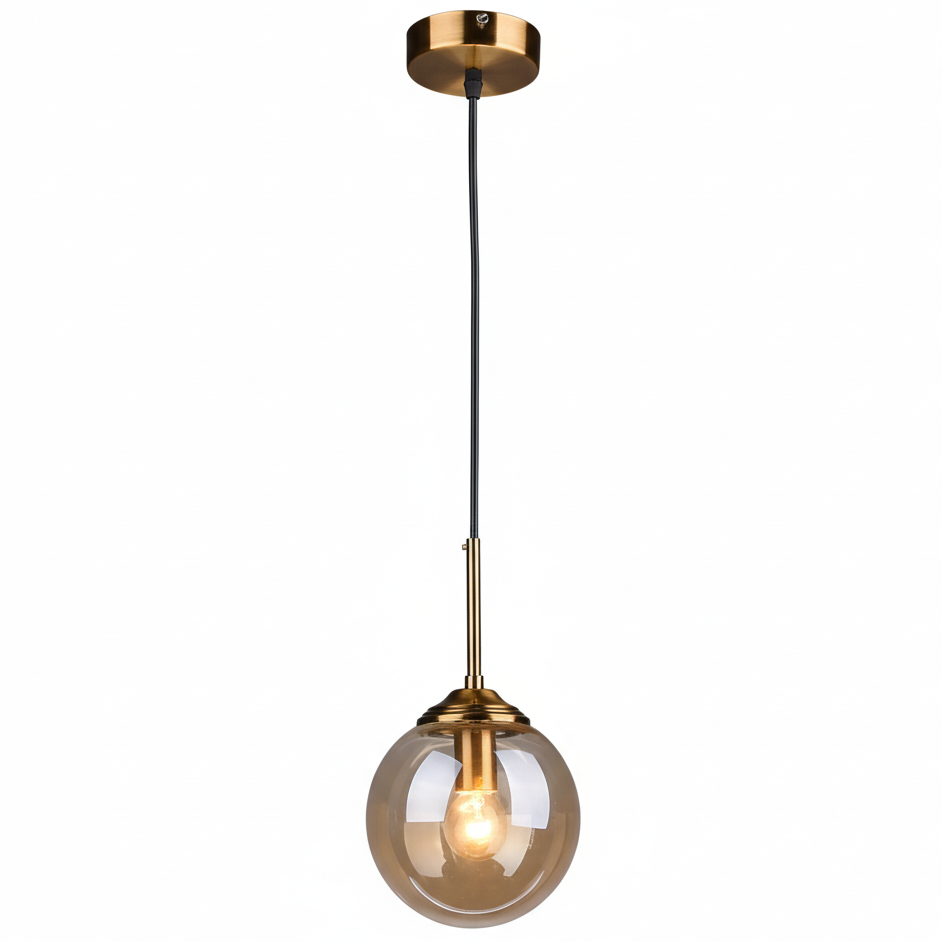 Glazen Hanglamp Modern Glas Metaal E27 Fitting Snoerpendel Verlichting Slaapkamer Woonkamer 15cm Diameter | Sansoti