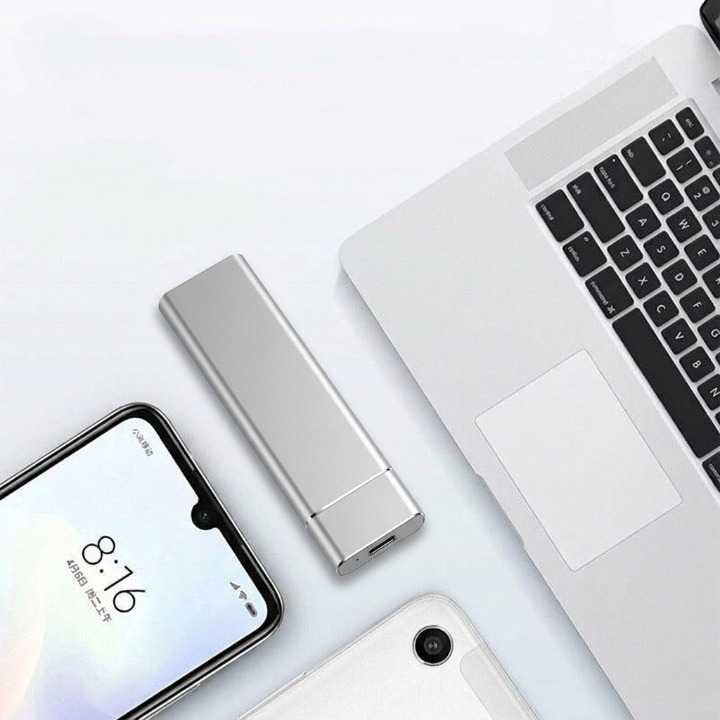 Externe SSD 8TB USB 3.1 Type-C Aluminium Plug Play PC Mac Smart TV Draagbare Harde Schijf Opslag Backup Zilver Zwart Blauw Rood | Sansoti