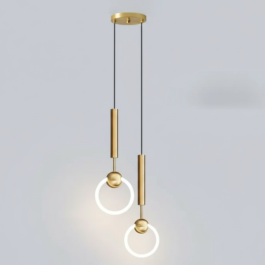 Runde Hängeleuchte mit LED-Ring Aluminium Gold Schwarz Verstellbar Esszimmer Schlafzimmer Wohnzimmer Modernes Design | Sansoti
