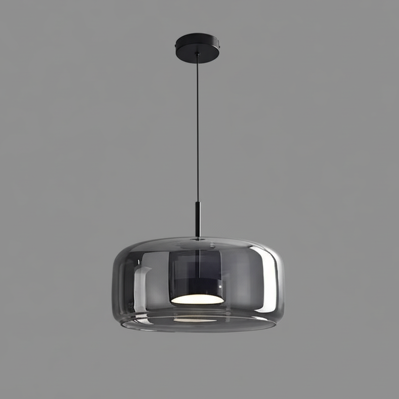 Handgeblasene Glaspendelleuchte aus bernsteinfarbenem Rauchglas mit LED für Esstisch und Wohnzimmer, Deckenbeleuchtung, schwebendes modernes Design | Sansoti