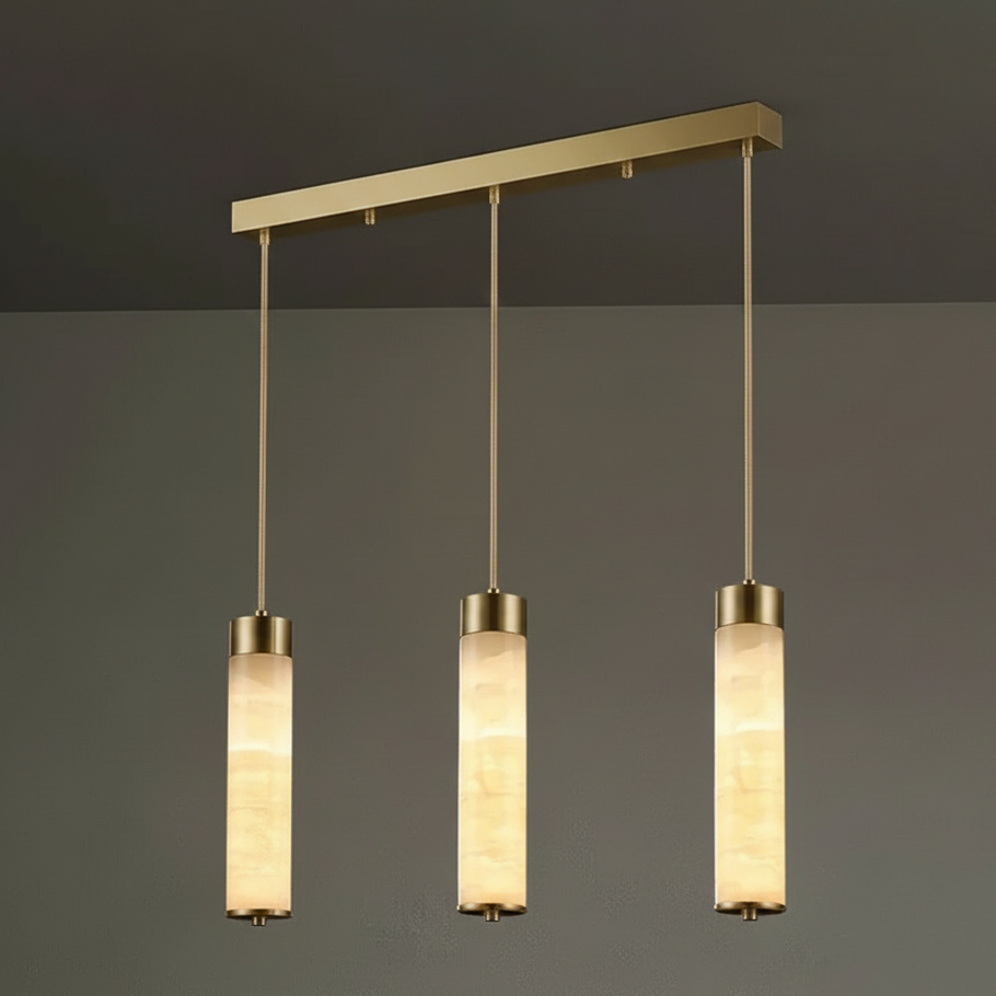 Hanglamp Natuursteen Marmer Koperkleurig LED Verlichting Slaapkamer Eetkamer Woonkamer Scandinavisch Design | Sansoti