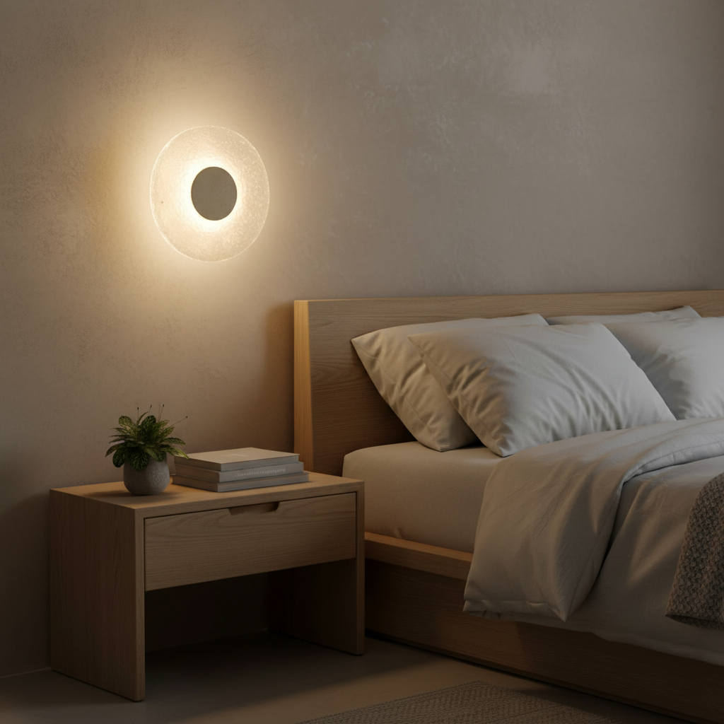 Wandlamp Travertijn Acryl Rond LED Minimalistisch Japandi Ø30 Slaapkamer Hal | Sansoti