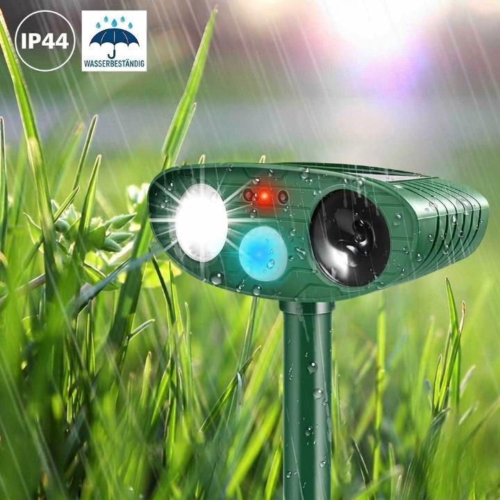 Dierenverschrikker op Zonne-Energie – PIR Bewegingssensor 110°, Bereik 9m, IP44 Weerbestendig voor Tuin en Erf | Sansoti