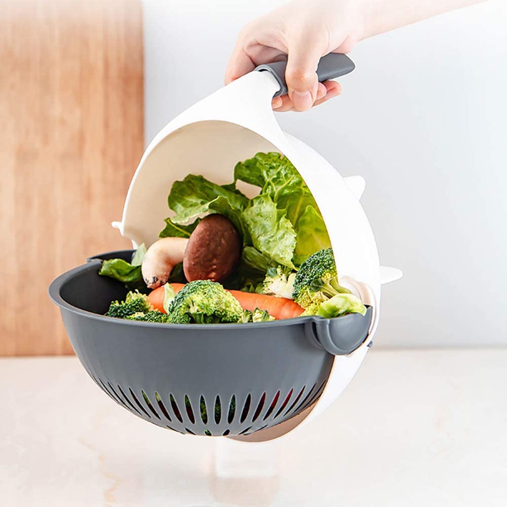 Groentesnijder Multifunctioneel met Vergiet - Rasp Schaaf Julienne Set - Keukensnijder - Inclusief Meerdere Messen - Wit Grijs | Sansoti
