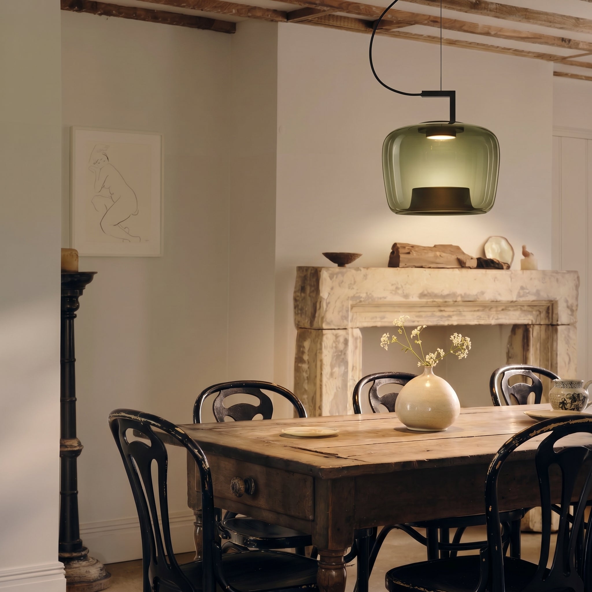Szklana lampa wisząca E27, żelazo, nowoczesna, ciepła biel, do kuchni i jadalni, regulowana, nastrojowe światło, skandynawski design | Sansoti
