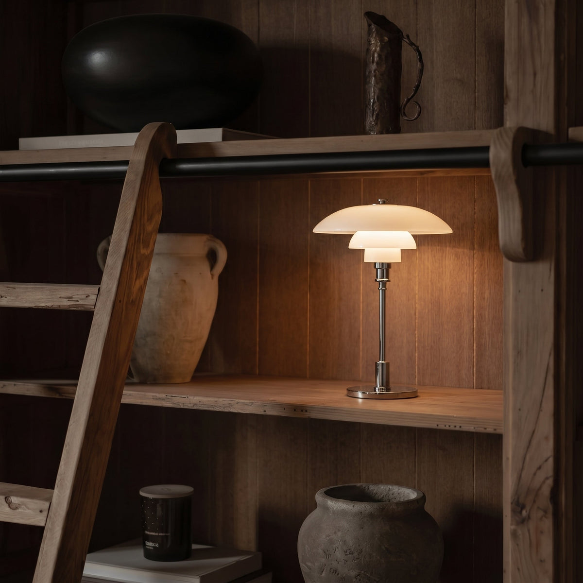 Lampe de table avec trois abat-jour en verre, dimmable, E27 LED, lampe de lecture et de chevet pour chambre, style scandinave | Sansoti