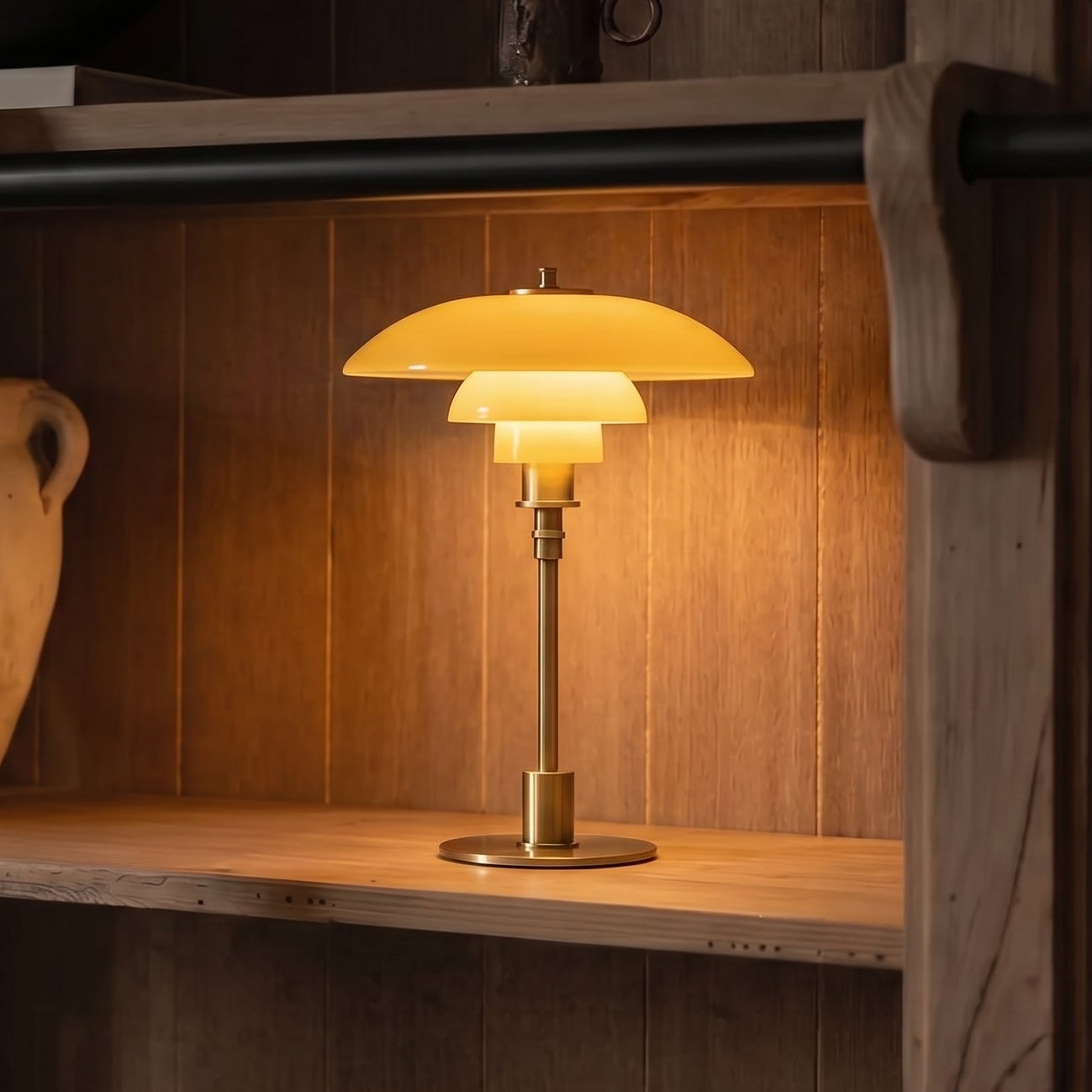 Lampe de table avec trois abat-jour en verre, dimmable, E27 LED, lampe de lecture et de chevet pour chambre, style scandinave | Sansoti