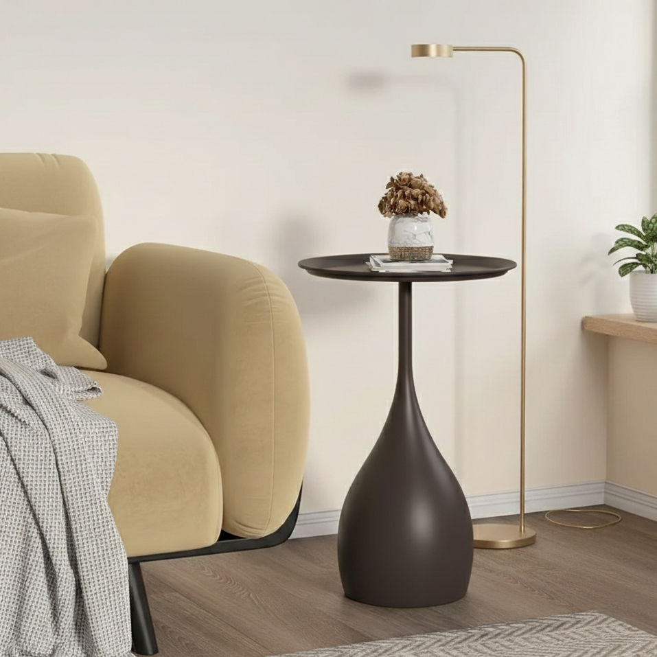 Ronde Bijzettafel op Wieltjes 40cm Metaal Scandinavisch Design Banktafel Nachtkastje Woonkamer Slaapkamer | Sansoti