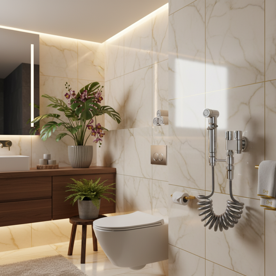 Toilettendusche mit Druckregler und rutschfestem Griff Edelstahl-Handbrause-Bidet-Spray für optimale Toilettenhygiene | Sansoti