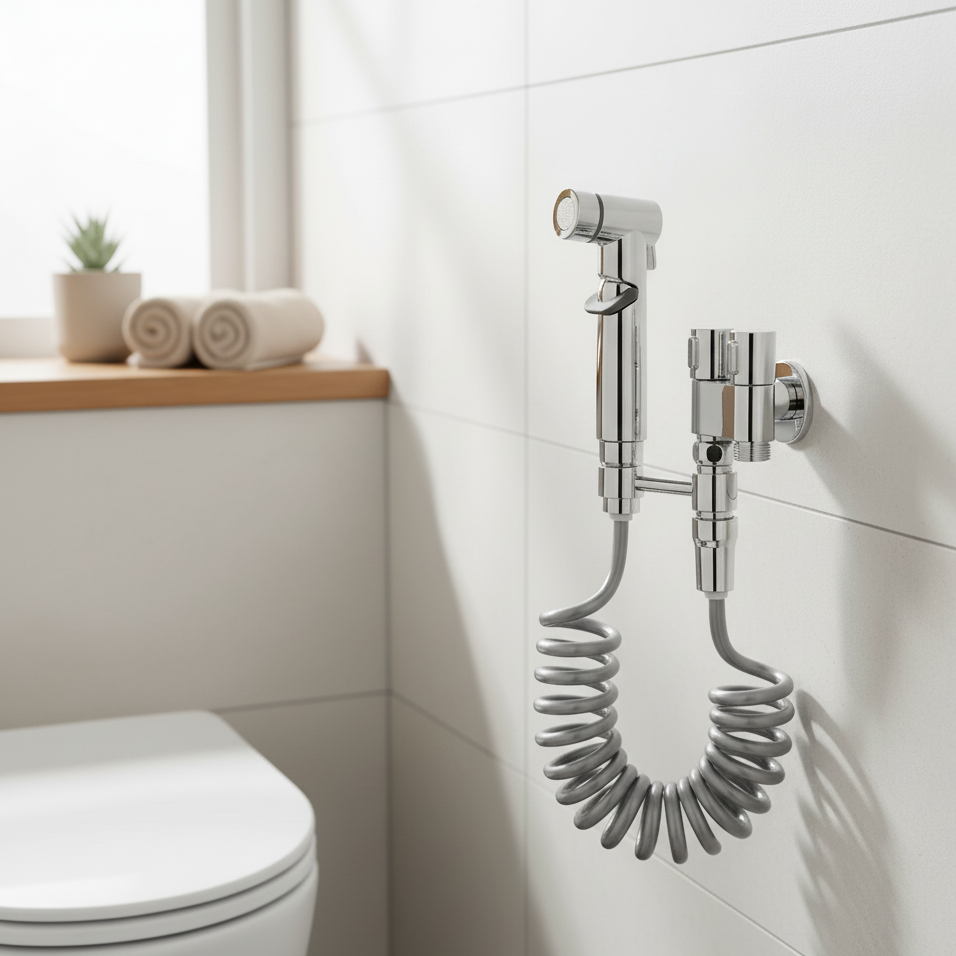 Toilettendusche mit Druckregler und rutschfestem Griff Edelstahl-Handbrause-Bidet-Spray für optimale Toilettenhygiene | Sansoti
