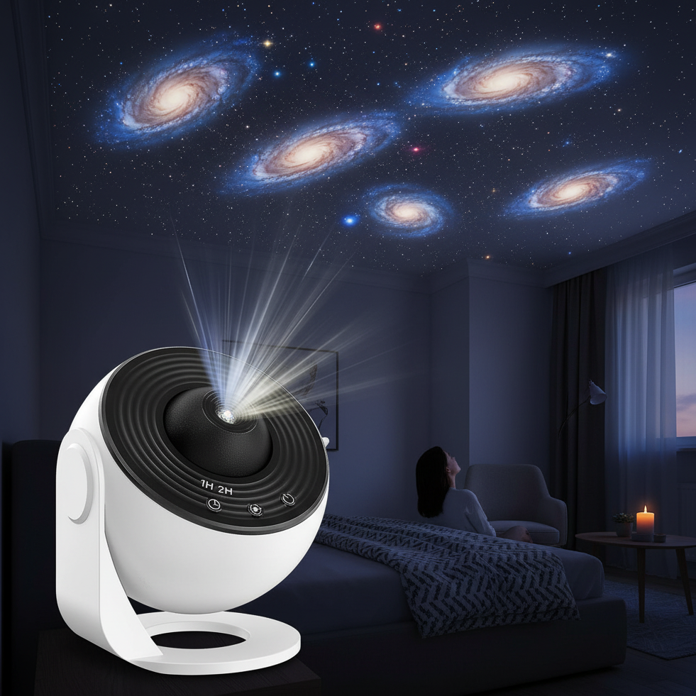 LED Sterrenprojector met Verwisselbare Hemelkaarten Galaxy Nevel Plafond Wand Sfeerlicht Nachtlampje Slaapkamer | Sansoti