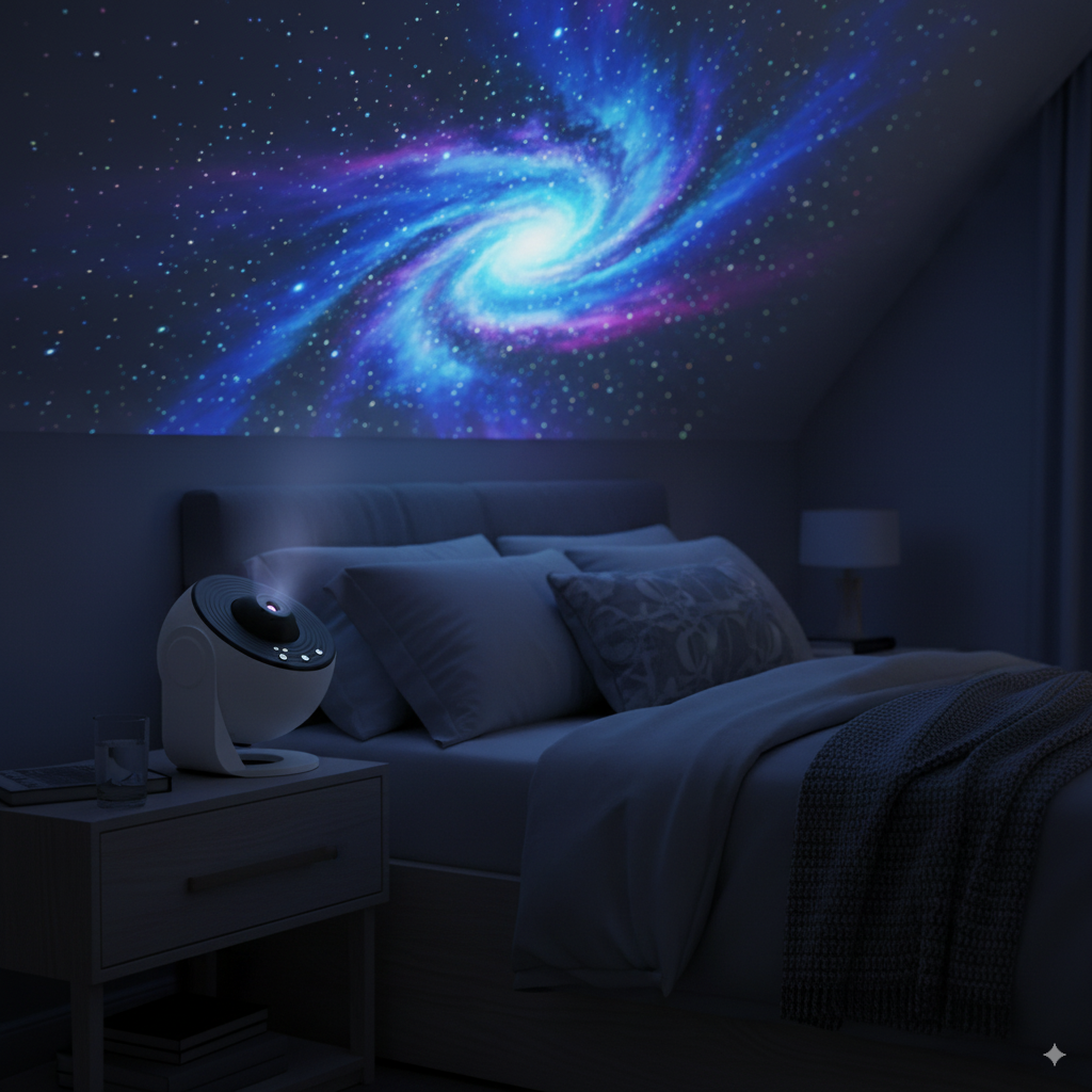 LED Sterrenprojector met Verwisselbare Hemelkaarten Galaxy Nevel Plafond Wand Sfeerlicht Nachtlampje Slaapkamer | Sansoti