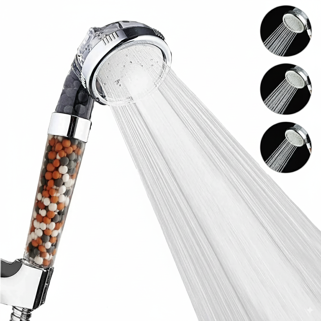 Handdouche met Ionenfilter 3 Standen Rainfall Jetting Massage ABS Waterbesparing Verhoogde Druk Badkamer | Sansoti