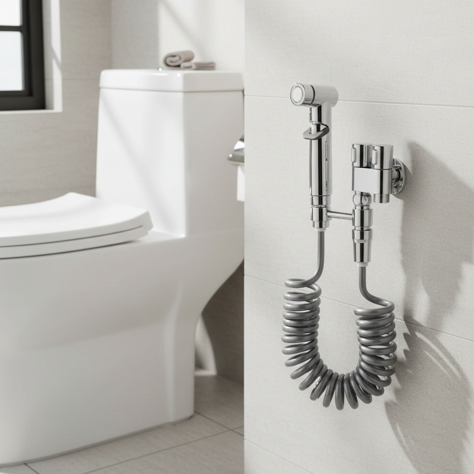 Toilettendusche mit Druckregler und rutschfestem Griff Edelstahl-Handbrause-Bidet-Spray für optimale Toilettenhygiene | Sansoti
