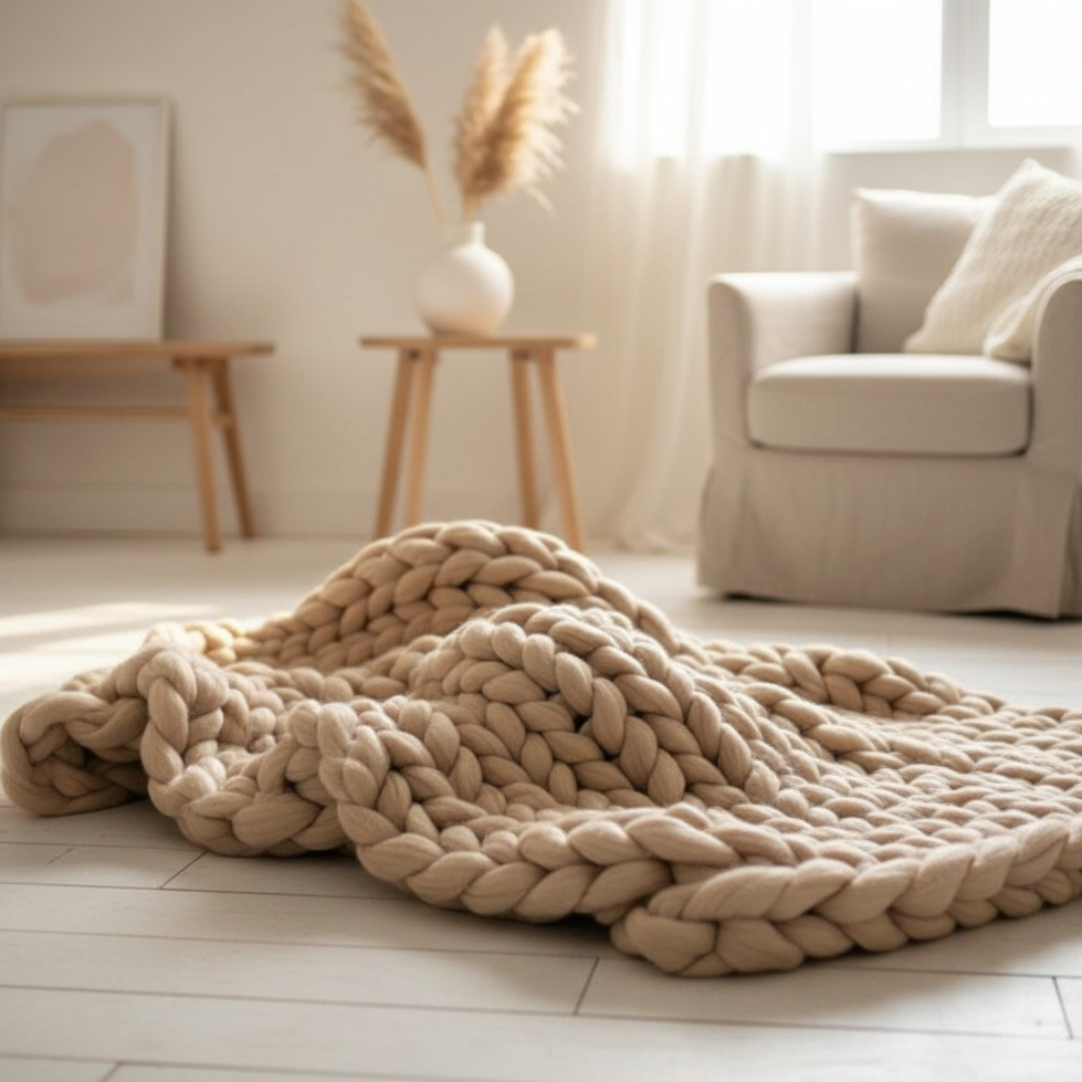 Handgestrickte XXL-Decke, grob gestricktes Garn, skandinavisches Design, Wohnzimmer, Schlafzimmer, dekorativ, Wolldecke | Sansoti