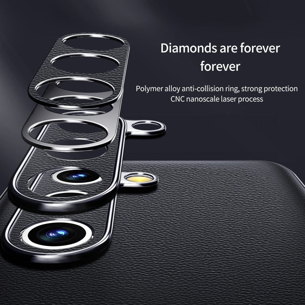 Genuine Cowhide Leather Smartphone Case with Metallic Sides Samsung Galaxy S21-S25 Note 20 Wireless Charging | Sansoti
