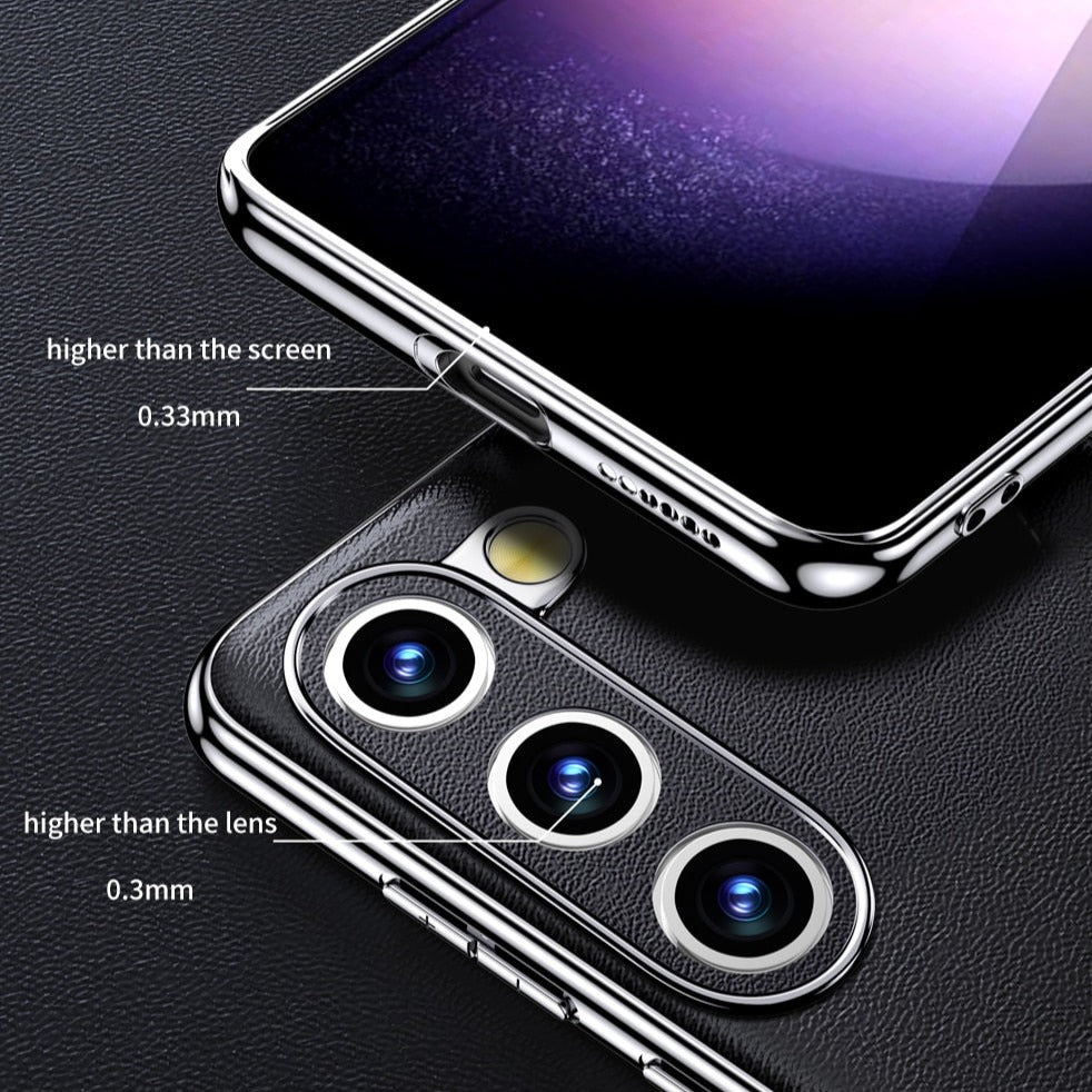 Genuine Cowhide Leather Smartphone Case with Metallic Sides Samsung Galaxy S21-S25 Note 20 Wireless Charging | Sansoti