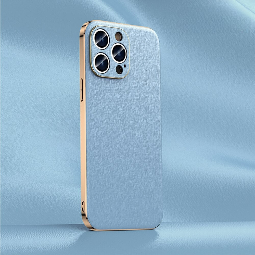 iPhone Hoesje Echt Rundleer Gegalvaniseerde Zijkanten Draadloos Laden Compatibel Luxe Premium Bescherming | Sansoti