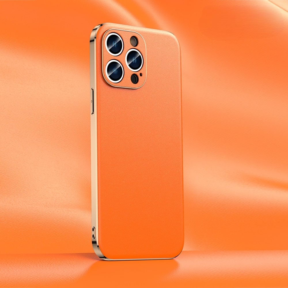iPhone Hoesje Echt Rundleer Gegalvaniseerde Zijkanten Draadloos Laden Compatibel Luxe Premium Bescherming | Sansoti