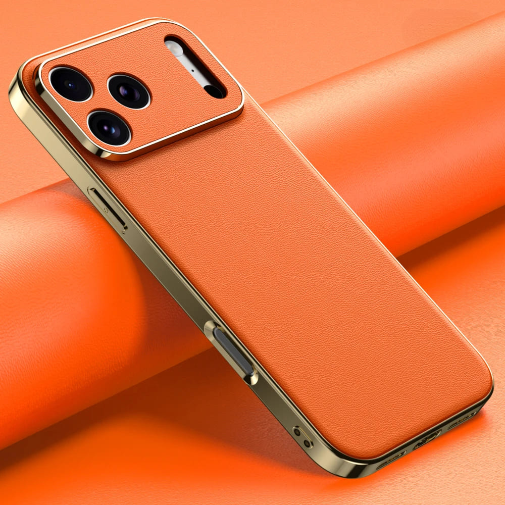 iPhone Hoesje Echt Rundleer Gegalvaniseerde Zijkanten Draadloos Laden Compatibel Luxe Premium Bescherming | Sansoti