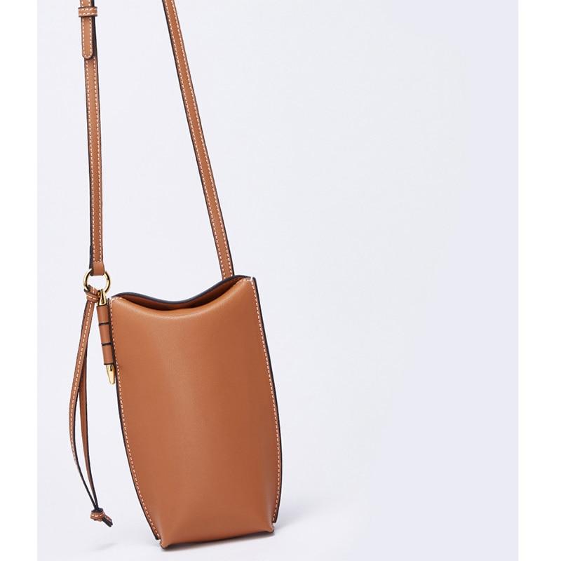 Compacte Leren Telefoontas met Schouderband Crossbody Telefoontasje Dames Pasjeshouder Portemonnee Handsfree | Sansoti