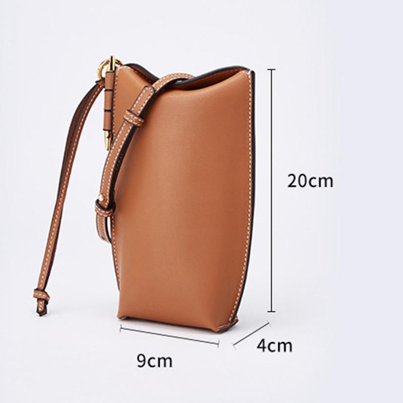 Compacte Leren Telefoontas met Schouderband Crossbody Telefoontasje Dames Pasjeshouder Portemonnee Handsfree | Sansoti
