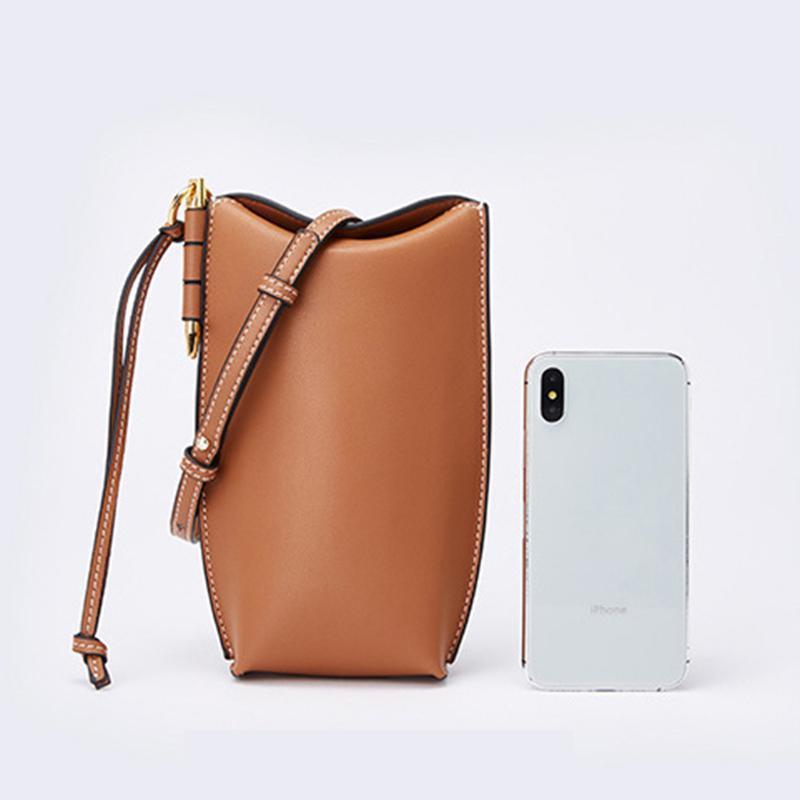 Compacte Leren Telefoontas met Schouderband Crossbody Telefoontasje Dames Pasjeshouder Portemonnee Handsfree | Sansoti