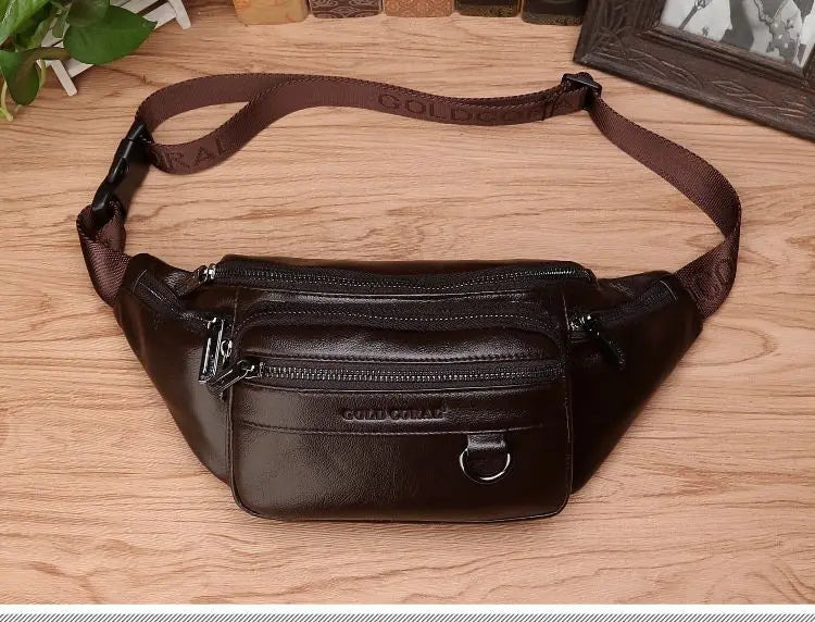 Leren Heuptas Rundleer Verstelbaar Crossbody Schoudertas Heren Reis Outdoor Dagelijks Gebruik Casual Mode | Sansoti