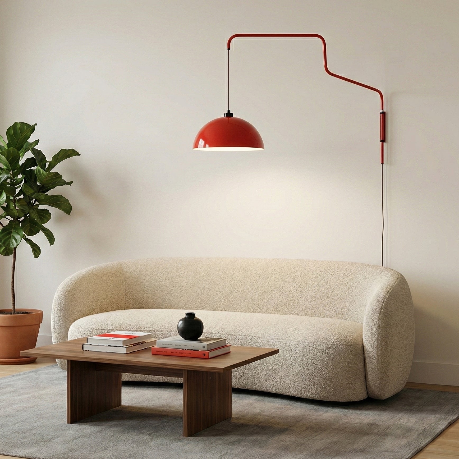 Geometrische Wandlamp Plug-In met Dimfunctie – Rood & Zwart Metalen Design – 3 Maten S/M/L | Sansoti