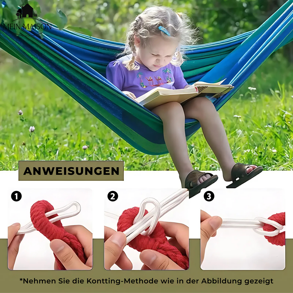 Draagbare Katoenen Hangmat 200kg Draagvermogen Met Opbergtas Voor Tuin Balkon Camping Outdoor Ontspanning | Sansoti