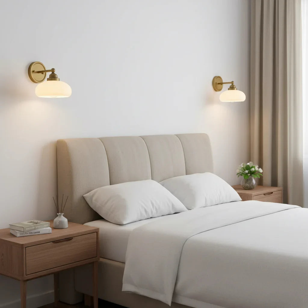 Vintage Wandlamp Melkwit Glas Industriële Stijl Verlichting Slaapkamer Gang | Sansoti