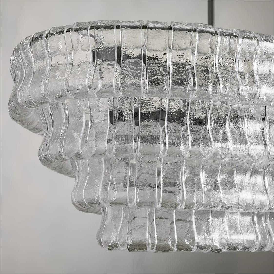 Lustre ovale avec verre incurvé, 137 cm, hauteur réglable, structure en acier, suspension pour salle à manger et salon | Sansoti