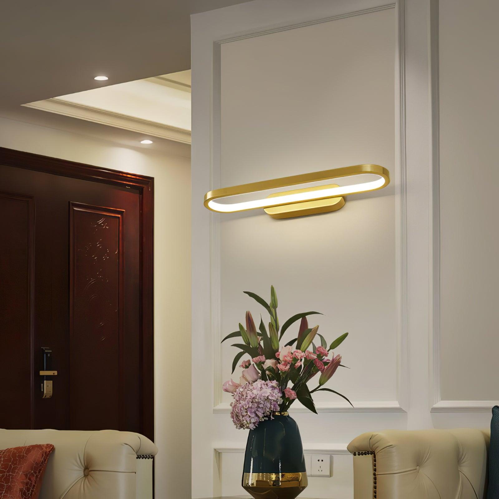 Applique Murale LED Laiton Acrylique Ovale 40cm Blanc Chaud Neutre Froid Salle de Bain Salon