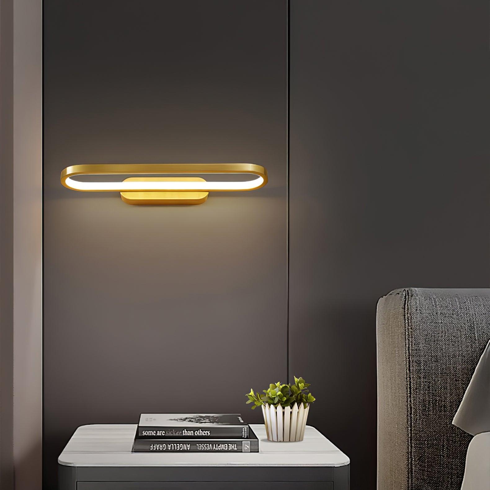 Applique Murale LED Laiton Acrylique Ovale 40cm Blanc Chaud Neutre Froid Salle de Bain Salon