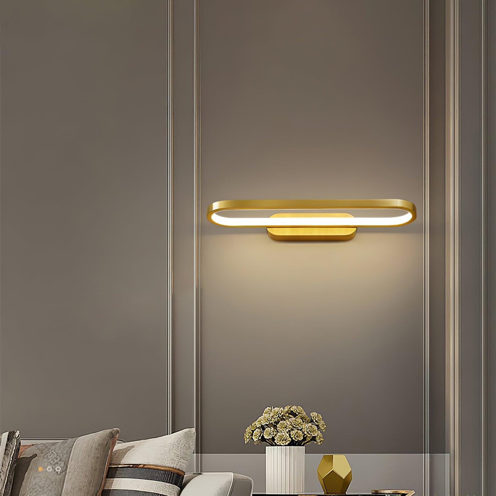 Applique Murale LED Laiton Acrylique Ovale 40cm Blanc Chaud Neutre Froid Salle de Bain Salon