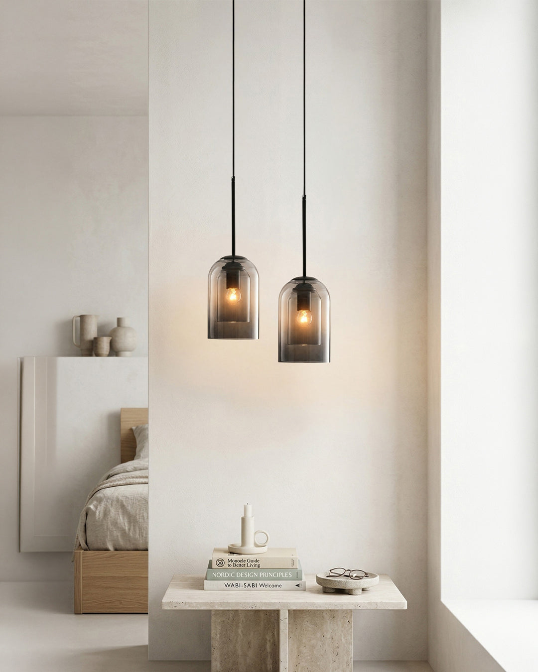 Glazen Hanglamp Ginza met Gebogen Vorm en Zachte Sfeerverlichting Warm Wit – E27 Fitting Inclusief Dimbare Compatibiliteit | Sansoti