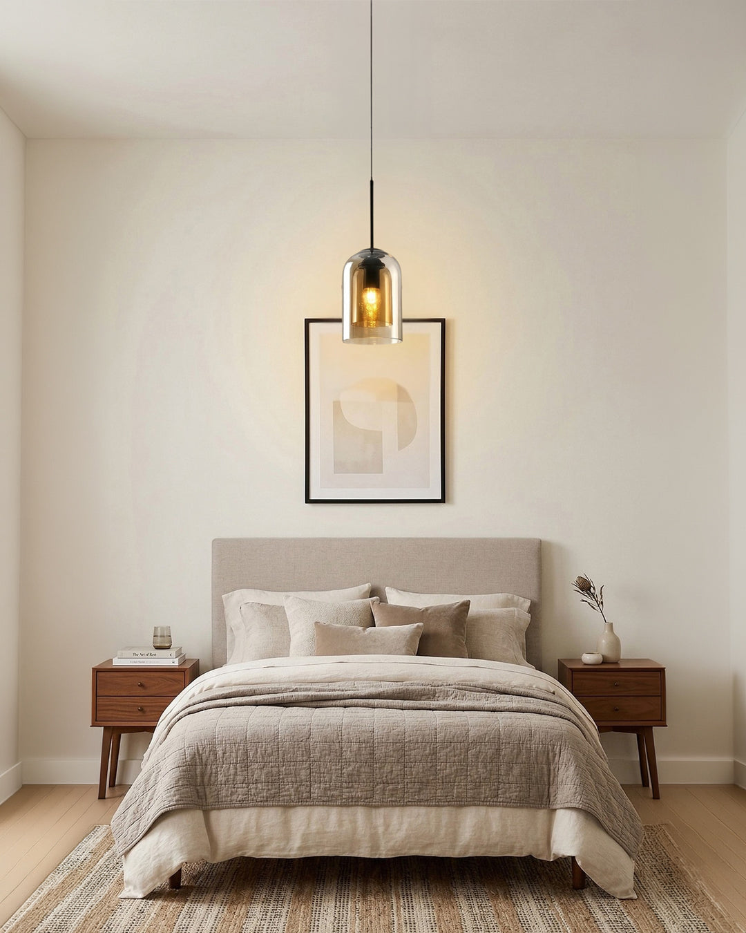 Glazen Hanglamp Ginza met Gebogen Vorm en Zachte Sfeerverlichting Warm Wit – E27 Fitting Inclusief Dimbare Compatibiliteit | Sansoti