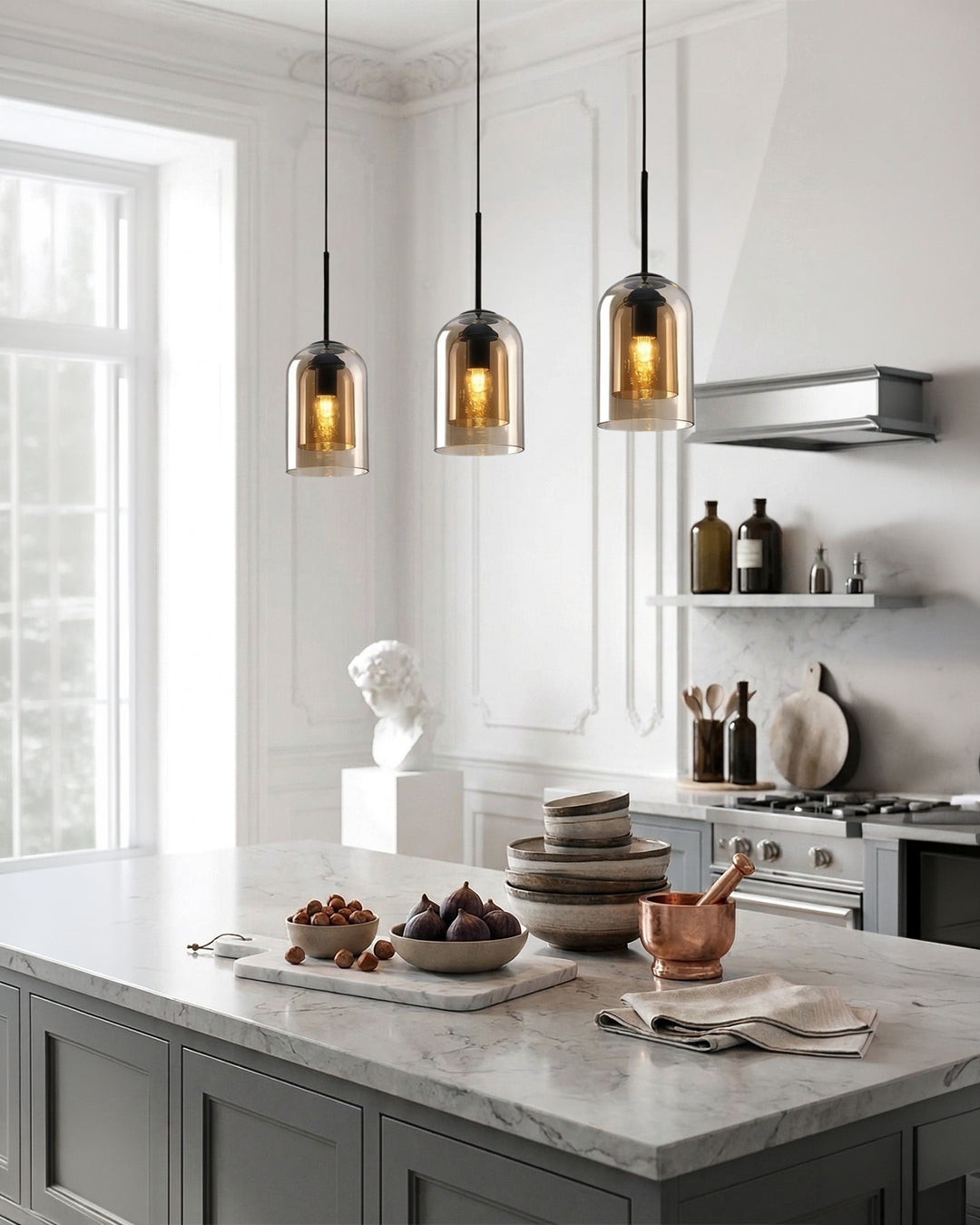 Glazen Hanglamp Ginza met Gebogen Vorm en Zachte Sfeerverlichting Warm Wit – E27 Fitting Inclusief Dimbare Compatibiliteit | Sansoti