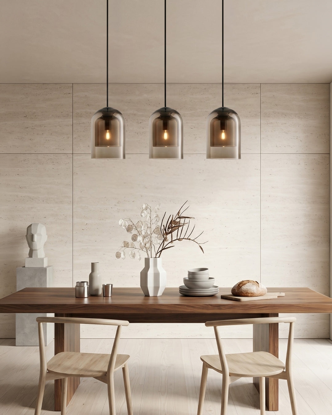 Glazen Hanglamp Ginza met Gebogen Vorm en Zachte Sfeerverlichting Warm Wit – E27 Fitting Inclusief Dimbare Compatibiliteit | Sansoti