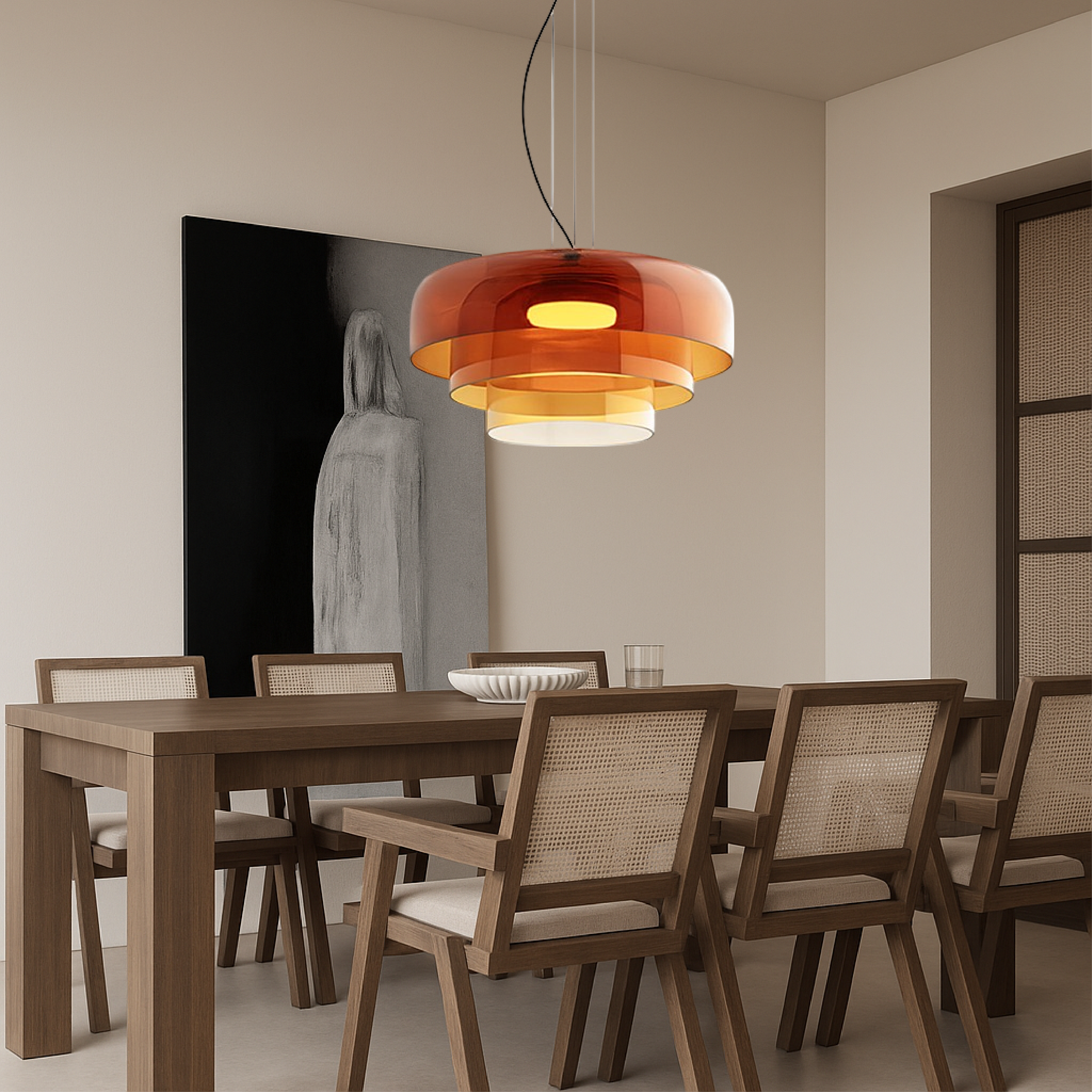 Glas-Hängeleuchte Ø42 cm Geschichtetes Glas Grün Esstisch Küche Modernes Design Stimmungslicht | Restfield