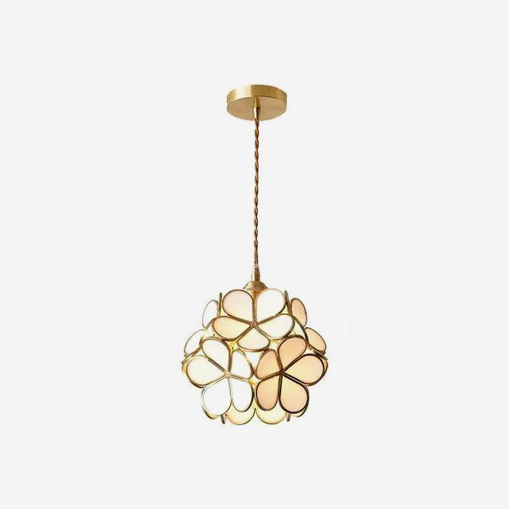 Glazen Bloembladlamp Hanglamp Messing Fitting Handgeblazen Glas Ø20cm Vijf Kleuren E26/E27 Pendelverlichting | Sansoti
