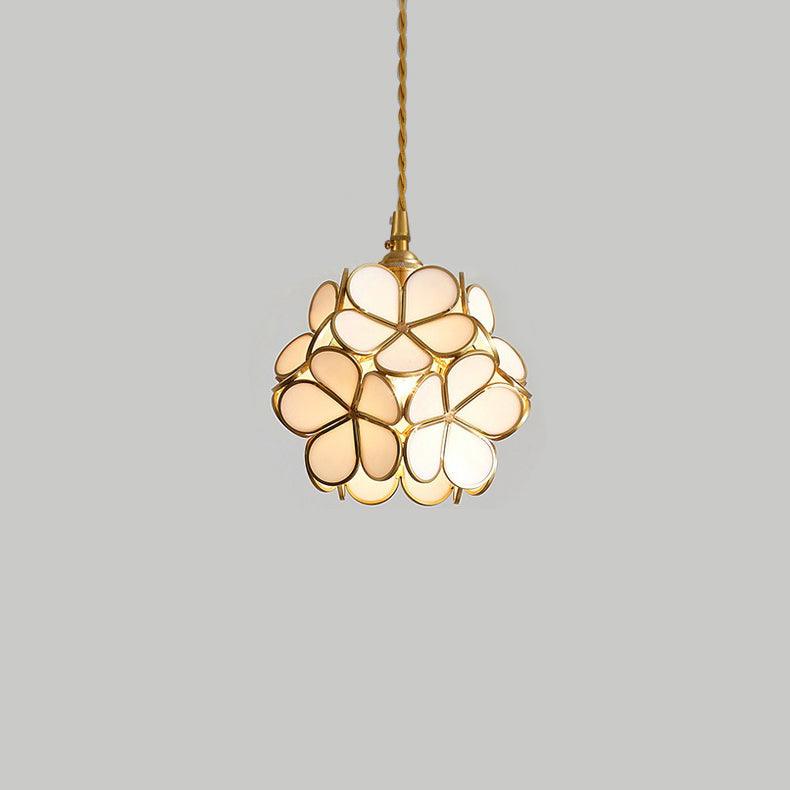 Glazen Bloembladlamp Hanglamp Messing Fitting Handgeblazen Glas Ø20cm Vijf Kleuren E26/E27 Pendelverlichting | Sansoti